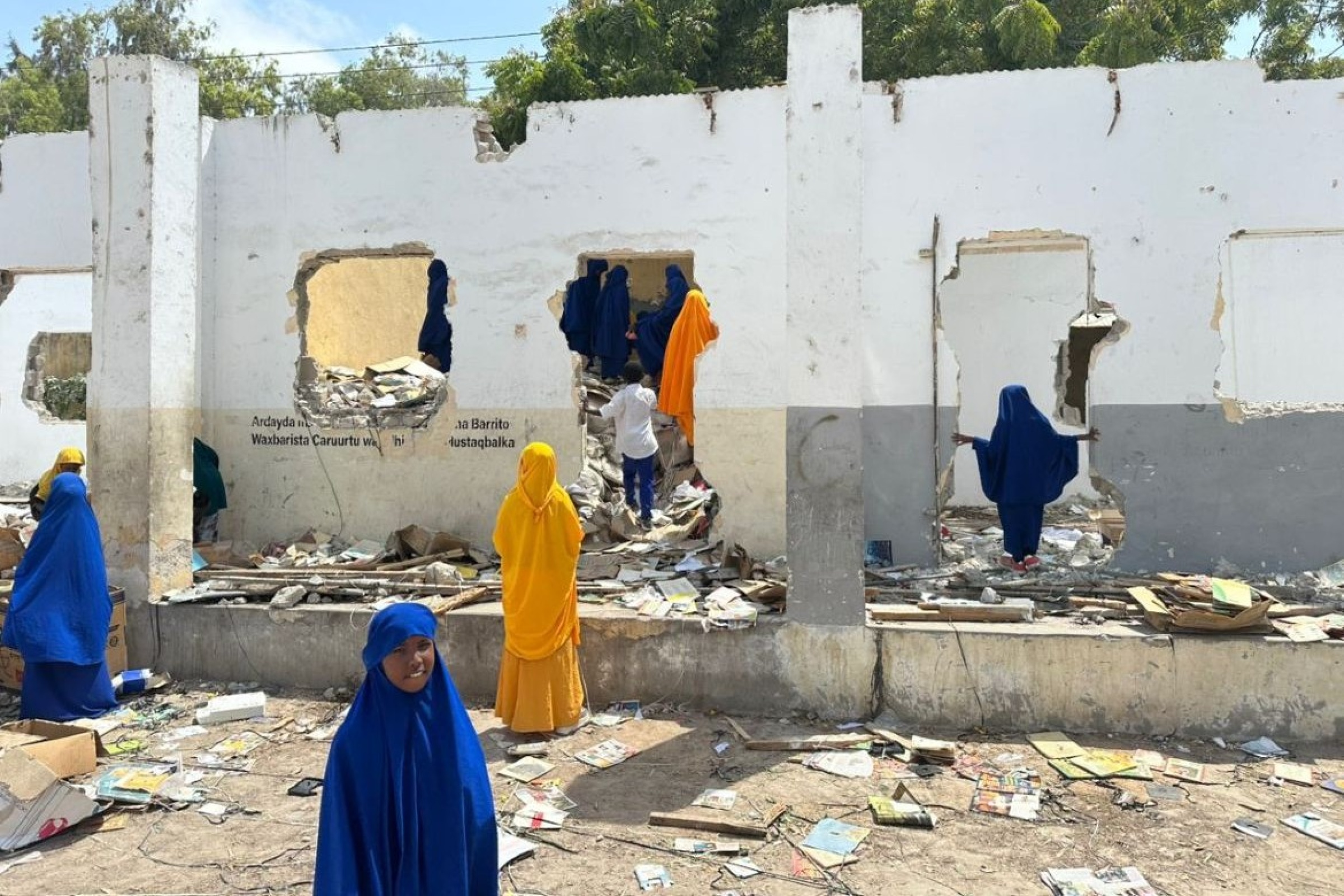 Before rehabilitation, classrooms at Dhagaxtuur Primary School, Banadir state, were crumbling and not suitable for a supportive learning environment.